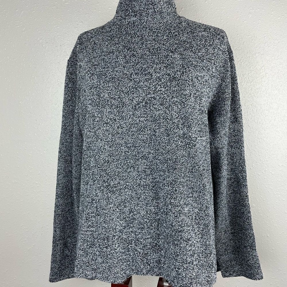 Pre-Owned Norm Thompson Womens Pullover Turtleneck Sweater Black/White Size L